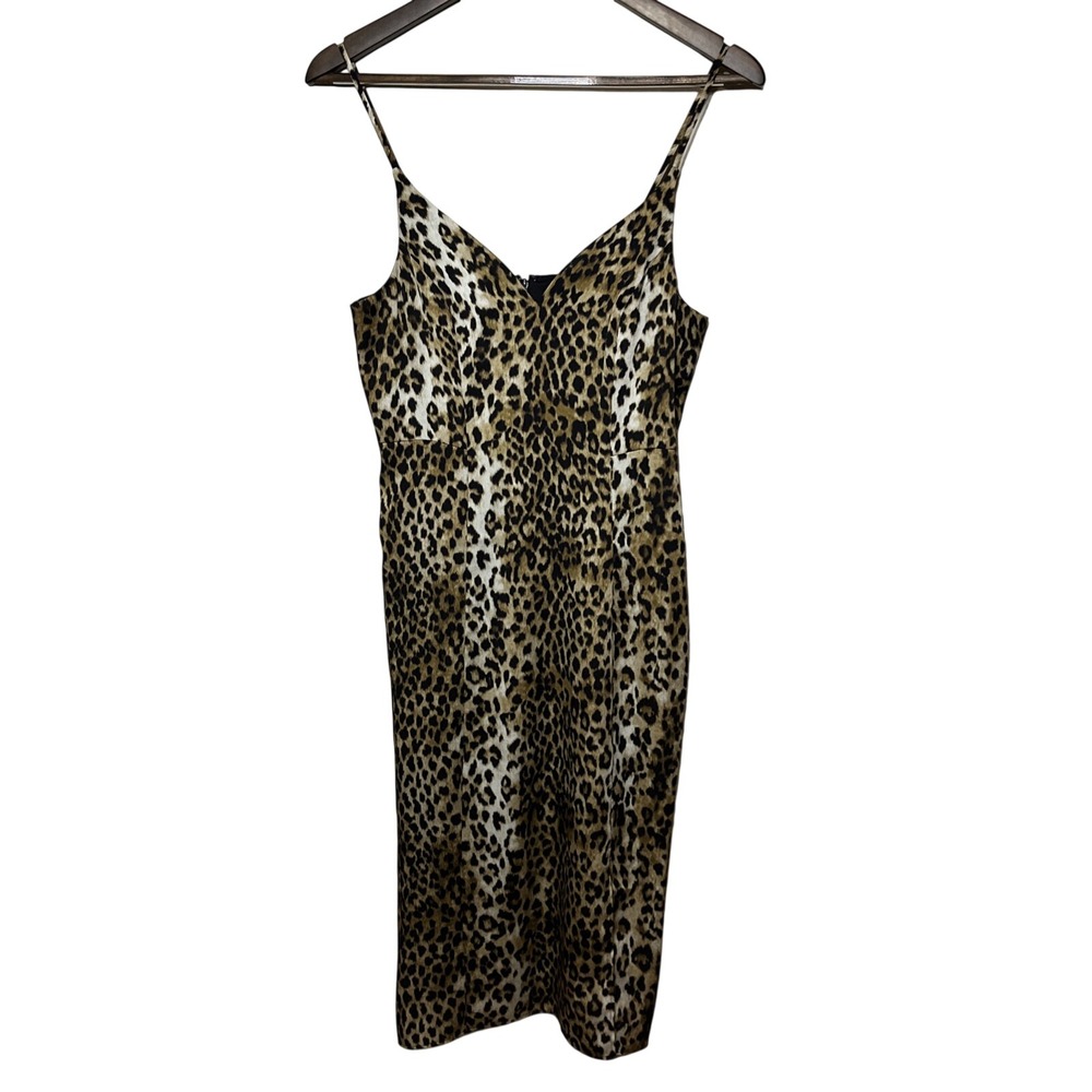 Express Leopard‎ Print Midi Slip Dress Small Brown Black Adjustable Straps